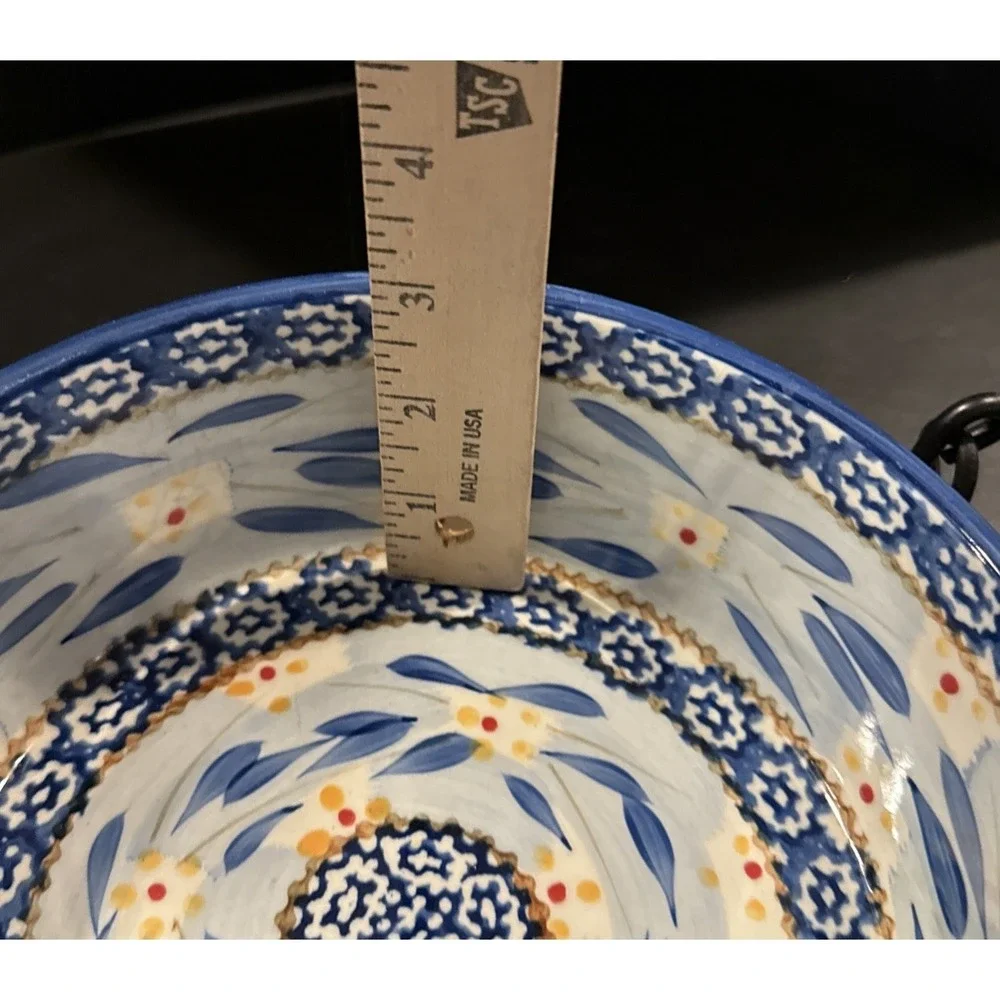 Temptations Old World Blue Floral‎ 1.5/1 Quart Baking Dish Wire Rack Round Lid
